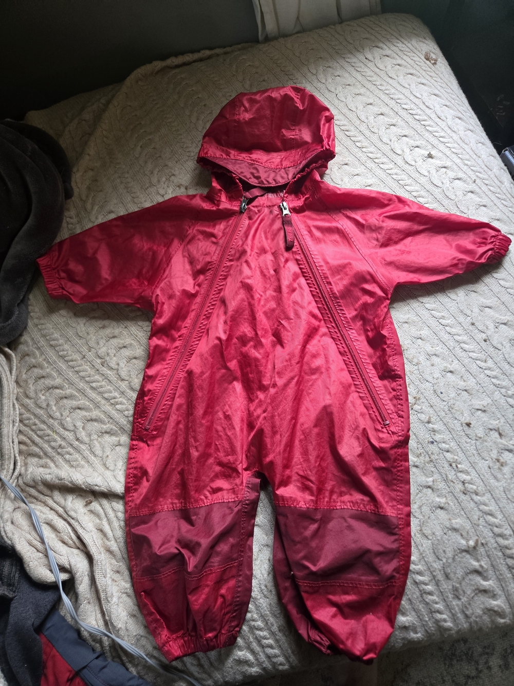 TUFFO Bright Red Hooded Muddy Buddy Splash Suit One-Piece